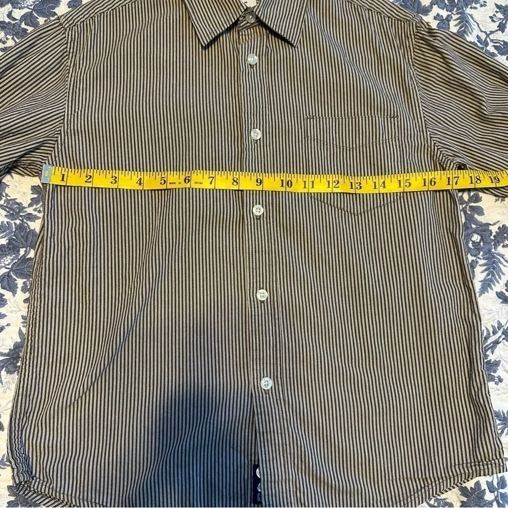 Gap Boy’s Shirt Brown & White Striped Button Down Size M